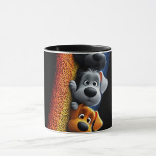 Taza negra de arte abstracto de línea moderna Co