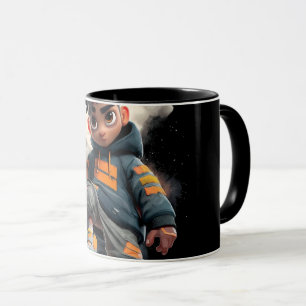 Taza negra de arte abstracto de línea moderna Co