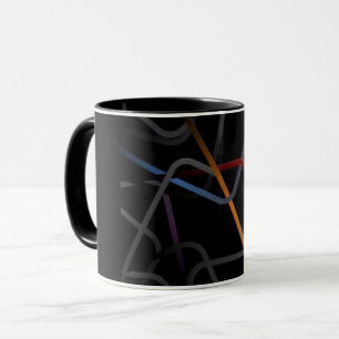 Taza negra de arte abstracto de línea moderna Co