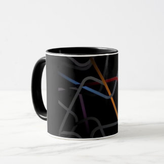 Taza negra de arte abstracto de línea moderna | Co