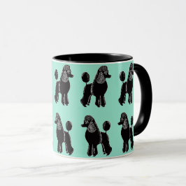Taza negra de la menta del modelo de los caniches