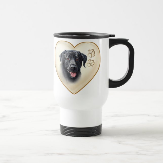 Taza negra de la taza de café del viaje del perro (Derecha)