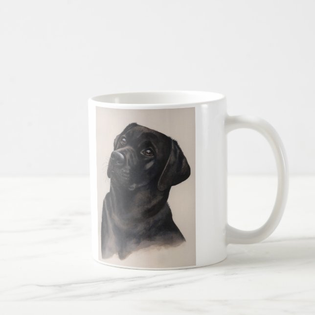 Taza negra de Labrador con "el texto del mejor (Derecha)