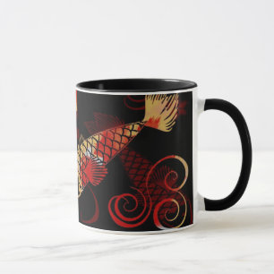 Taza negra de los kois del geisha