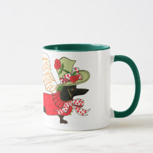 Taza negra del Dachshund de los ángeles de