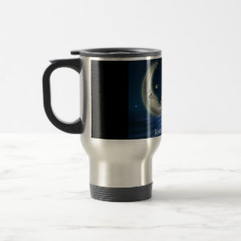 Taza negra del viaje de la sociedad de la luna