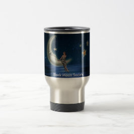 Taza negra del viaje de la sociedad de la luna