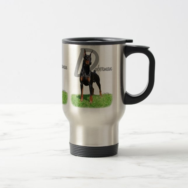 Taza negra del viaje del Pinscher del Doberman (Derecha)