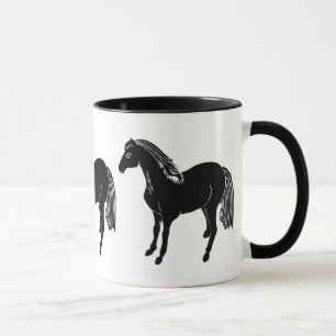 Taza negra Drinkware de los caballos