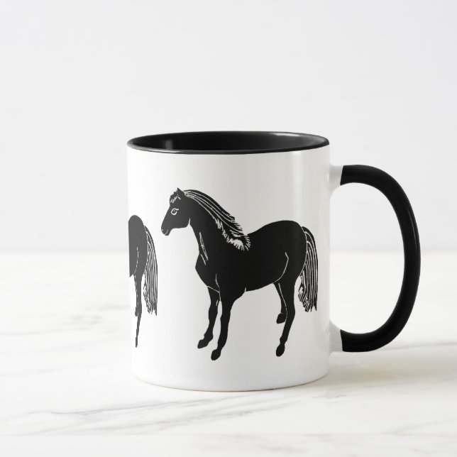Taza negra Drinkware de los caballos (Derecha)