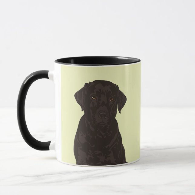 Taza negra fresca de la piedra del perro del (Izquierda)