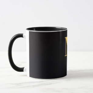 Taza negra M letra dorada Taza monograma minimal