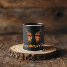 Taza Negra Personalizada Mariposa Monarca