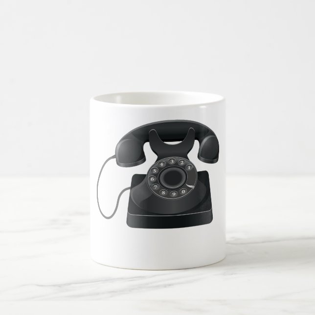 Taza negra vieja del teléfono (Centro)