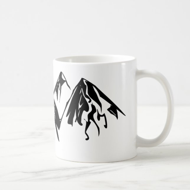 Taza negra y blanca de la montaña (Derecha)