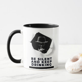 Taza Negra y blanca negrita mafia interior del agujero