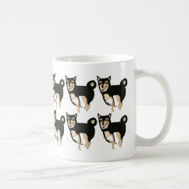Taza negra y del moreno linda de Shiba Inu del