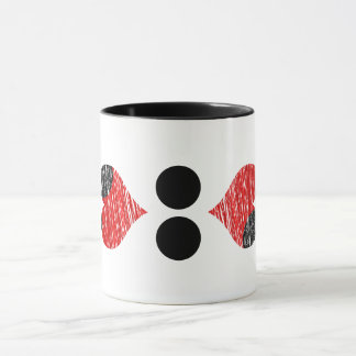 Taza negra y roja