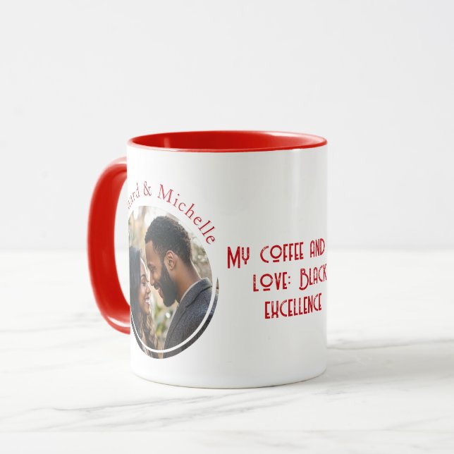 Taza Negras Excelencia amor Cita Personalizado Foto Nom (Anverso izquierdo)