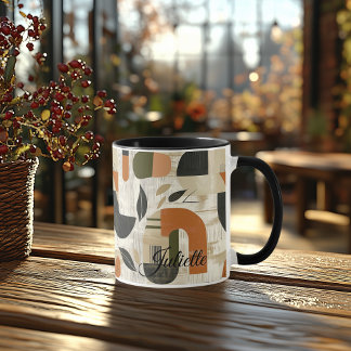 Taza Negrita Abstracta - Rústica Terrosa Personalizada