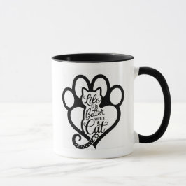 Taza Negrita "La vida es mejor con un gato"
