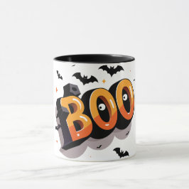 Taza Negrita Naranja 3D y Black BOO Halloween
