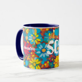 Taza Negrita Patrón Floral Contemporáneo Vibrante Daisi