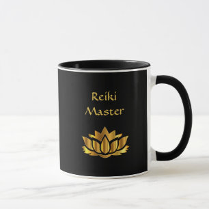 Taza Negro/amo de Reiki del oro