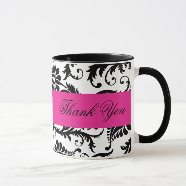 Taza Negro, blanco, negro Damasco de agradecimiento Mug (Derecha)