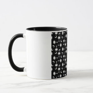 Taza Negro de la bandera de la luna del Palmetto de