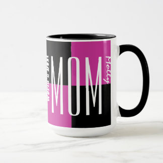 Taza NEGRO de moda del ROSA del texto del imperio de la