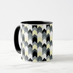 Taza Negro, gris, chevron amarillo