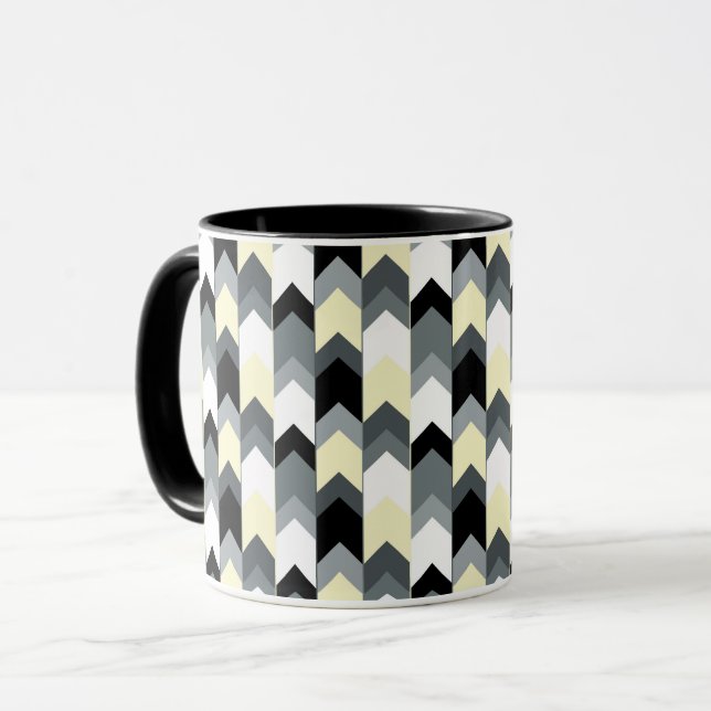 Taza Negro, gris, chevron amarillo (Anverso izquierdo)