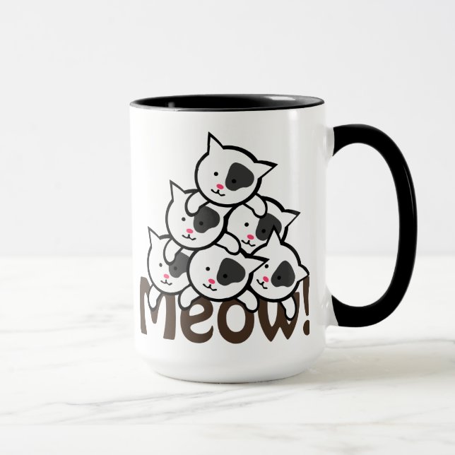 Taza Negro lindo del gato (maullido) (Derecha)