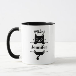 Taza Negro lindo sobre gato blanco personalizado