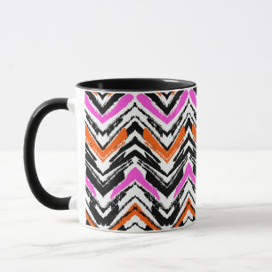Taza Negro, naranja, y modelo dibujado mano de Chevron
