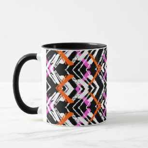 Taza Negro, naranja, y modelo dibujado mano de la