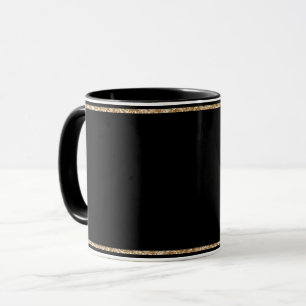 Taza negro negro, elegante, de oro,