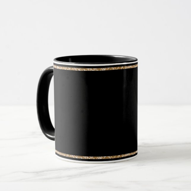 Taza negro negro, elegante, de oro, (Anverso izquierdo)