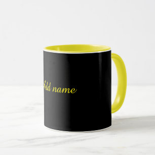 Taza Negro-negro, recorte amarillo,