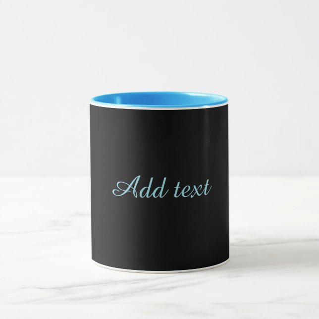 Taza Negro-negro, simplemente elegante, ribete azul, (Centro)