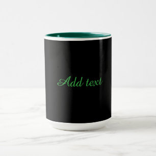 Taza Negro-negro, simplemente elegante, ribete verde,