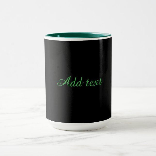 Taza Negro-negro, simplemente elegante, ribete verde, (Centro)