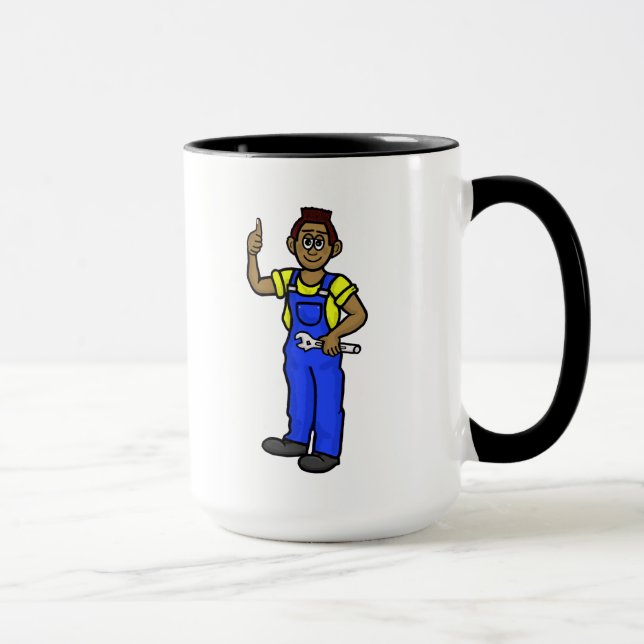 Taza Negro o afroamericano Auto Mechanic Mug + Nombre (Derecha)