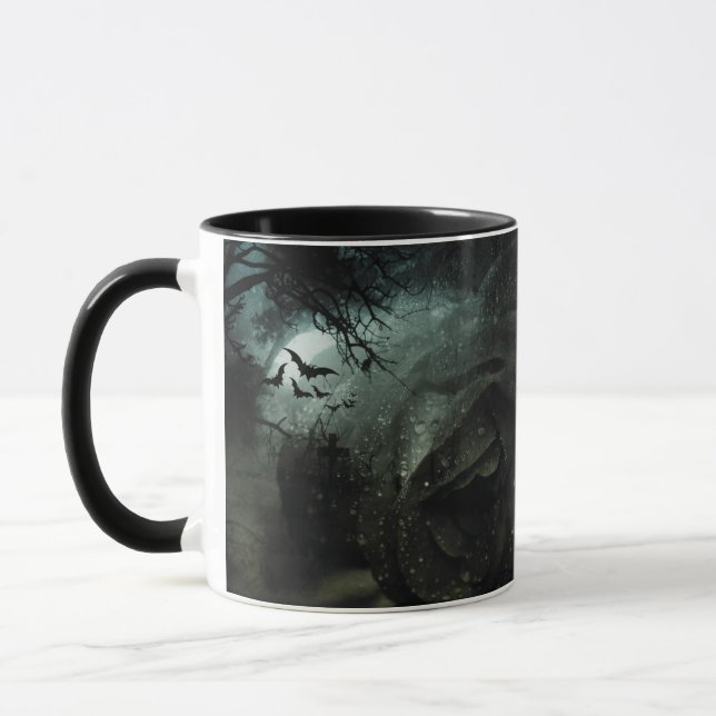 Taza Negro Rosa de cementerio murciélago patrón hallowe (Izquierda)