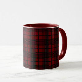 Taza Negro sobre el patrón rojo oscuro de platillos de 
