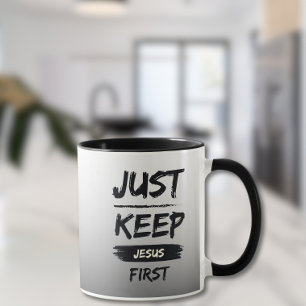Taza Negro Sólo mantener a Jesús primero