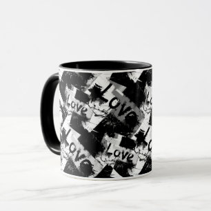Taza Negro y blanco con manchas patrón de amor