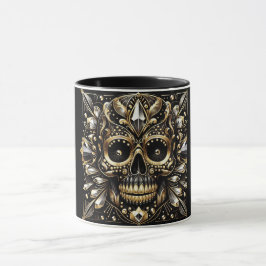 Taza Negro y oro Diamond Skull Mug