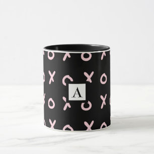 Taza Negro y rosa bebé X O XO XO's Moda Lindo